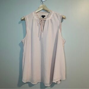 Torrid Pink Sleeveless Blouse with Tie Front and Mandarin Collar